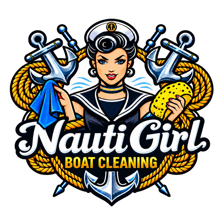 Nauti Girl Boat Cleaning illustrated logo